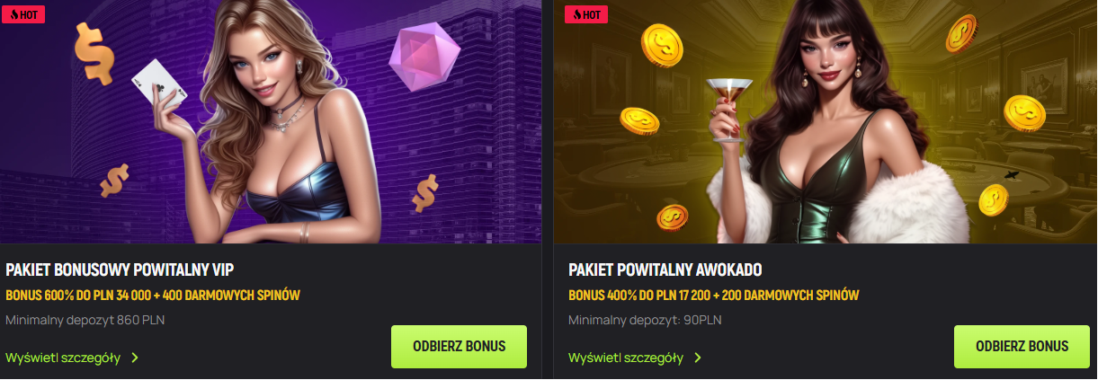 Avocasino bonus powitalny
